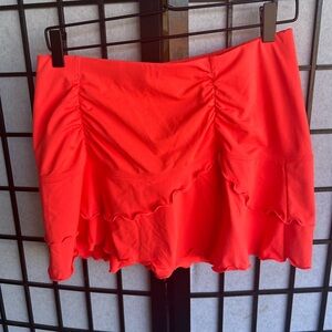 ATHLETA Med Neon Coral Sweetness Skort Lined Ruffle Tennis Skirt